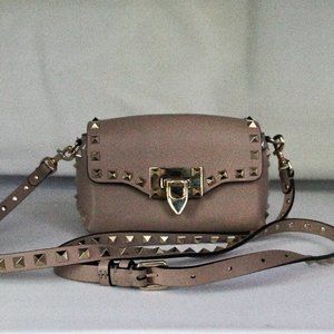 Valentino Pale Pink Small Rockstud Grainy Calfskin Crossbody Bag